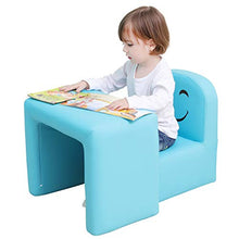 Load image into Gallery viewer, Emall Life Multifunctional 2in1 Children's Armchair Kids Wooden Frame Chair and Table Set CPSC Certified Boy’s and Girl’s Armrest Chair Easy to Clean (Blue)
