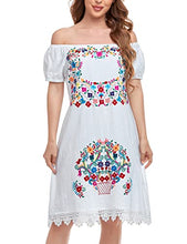 Load image into Gallery viewer, YZXDORWJ Women Mexican Embroidered Dress Short Sleeve (XXL, 36W)
