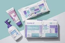 Load image into Gallery viewer, MADE OF Baby Diapers Newborn -10 Hour Absorbent Diapers, Diapers Sensitive Skin, Hypoallergenic Diapers, Unscented Diapers, Pediatrician and Dermatologist Tested, Up to 10 pounds (Size 0 (Newborn))