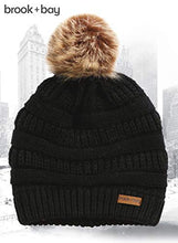 Load image into Gallery viewer, Pom Pom Beanie Winter Hat For Women - Faux Fur Pompom Warm, Thick & Chunky Soft Cable Knit Hats - Cute & Trendy Cold Weather Knitted Caps - Stylish & Trendy Snow & Ski Beanies for Ladies