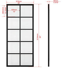Load image into Gallery viewer, JUBEST Double Barn Door 72 x 84 in with 13FT Hardware Kit, 2 Sets of 36x84 in Clear Tempered Glass Aluminum Frame Barn Door,Pocket Interior Door, Easy Assembly,Black Top-Mounted Hardware