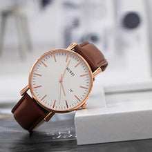 Load image into Gallery viewer, BUREI Men's Fashion Minimalist Wrist Watch Analog Date with Leather Strap (Rose Gold Brown)
