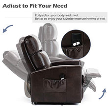 Load image into Gallery viewer, Lift Recliner Chair, Bonzy Home Overstuffed Lift Chairs for Elderly with Remote, 3 Position & Side Pocket, Power Reclining Chair for Living Room Home Theater Seating, Faux Leather, Brown
