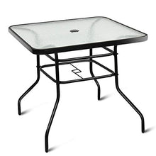 Load image into Gallery viewer, Tangkula Patio Table Outdoor Garden Balcony Poolside Lawn Glass Top Steel Frame All Weather Dining Bistro Table (Square Black 32")