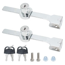 Load image into Gallery viewer, Qjaiune 2 Pack Sliding Glass Door Lock Showcase Display Case Lock, Ratchet Lock Reptile Cage Lock and Key, Vivarium Lock for Drawer Cabinet, Fit Thickness 0.08-0.27 Inch / 2-6mm, Keyed Alike