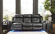 Load image into Gallery viewer, Signature Design by Ashley - Kempten Contemporary Faux Leather Reclining Sofa - Pull-Tab Reclining - Black