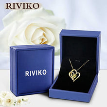 Load image into Gallery viewer, RIVIKO Love Heart Necklace For Women 925 Sterling Silver Gold Plated Zirconia August Birthstone Pendant Necklaces for Mother Wife Girls Sister Birthday Christmas Valentine's Day Mothers Day Jewelry Gift with Box