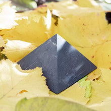 Load image into Gallery viewer, Heka Naturals Unpolished Shungite Pyramid 3 Inches, Contains Fullerenes for EMF Protection | Authentic Anti-Radiation Shungite Stone Figures from Karelia, Russia | 3 Inch Pyramid, Unpolished