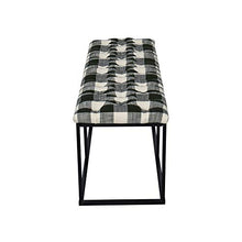 Load image into Gallery viewer, HomePop Upholstered Button Tufted Decorative Bench with Metal Base, Black and White Plaid