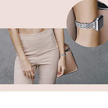 Load image into Gallery viewer, Secbolt Bling Bands Compatible with Apple Watch Band 38mm 40mm 41mm Women iWatch SE Series 7 6 5 4 3 2 1, Dressy Jewelry Metal Wristband Strap Diamond Rhinestone, Silver