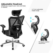 Load image into Gallery viewer, Giantex Ergonomic Office Chair, Mesh Office Chair with Adjustable Headrest, Tilt-Down Backrest Mesh Adjustable High Back Office Chair, Breathable Computer Desk Chair, Mesh Back Office Chair