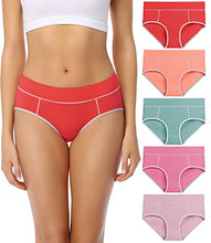 Load image into Gallery viewer, wirarpa Women's Cotton Underwear Comfy Mid Waisted Plus Size Briefs 5 Pack Breathable Ladies Panties Multicolor Size 6
