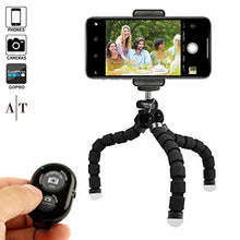 Load image into Gallery viewer, Phone Tripod, Portable and Adjustable Camera Stand Holder with Bluetooth Remote and Universal Clip for Any Smartphone, Cellphone, Phone, Android, Camera, GoPro (Black, 8")