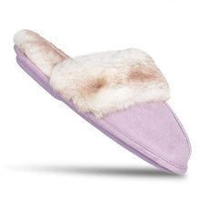 Load image into Gallery viewer, Jessica Simpson Women's Comfy Faux Fur House Slipper Scuff Memory Foam Slip on Anti-skid Sole, Lilac, Large