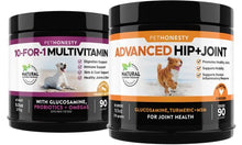 Load image into Gallery viewer, PetHonesty 10 in 1 Multivitamin + Advanced Hip + Joint Soft Chew Supplement Bundle - Dog Vitamins - Glucosamine Chondroitin, Omegas, Turmeric and MSM for Overall Dog Health, Joint Supplement for Dogs