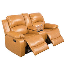 Load image into Gallery viewer, Ainehome Furniture 3PC Sectional Sofa Living Room Office Sofa Set Drop Down Table Bonded Leather Motion Sofa Loveseat Manual Reclining Chair 3 Seater Couch (Ginger,3 Piece Set)