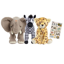 Load image into Gallery viewer, National Geographic Kids 3-Pack Hyper-Realistic Super Soft Stuffed Animal, QR Code to Elephant, Cheetah, Zebra Facts, Recycled Material Packaging, Amazon Exclusive, by Just Play