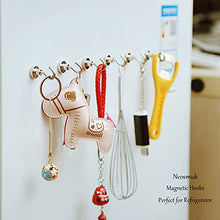 Load image into Gallery viewer, Neosmuk Magnetic Hooks, 22 lb+ Heavy Duty Earth Magnets with Hook for Refrigerator, Extra Strong Cruise Hook for Hanging, Magnetic Hanger for Curtain, Grill (Silver White, Pack of 10)