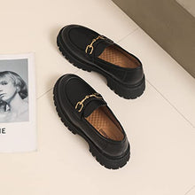 Load image into Gallery viewer, MACNMEUU Platform Loafers for Women Chunky Heel Lug Sole Loafers Slip ons Round Toe Black,Size 8.5