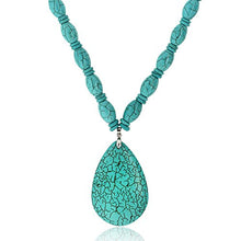 Load image into Gallery viewer, Gem Stone King 22 Inch Blue Simulated Turquoise Howlite Necklace with Drop Shape Pendant and Earring Set