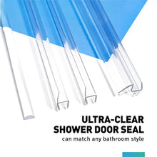 Load image into Gallery viewer, Shower Door Seal for 3/8” Glass, 4 PCS x 77" Frameless Shower Door Bottom Seal Door Sweep and Shower Door Side Seal Strip Set, Stop Shower Leaks Create a Water Barrier