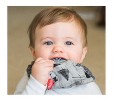 Load image into Gallery viewer, Nuby Reversible 100% Natural Cotton Muslin 3 Piece Teething Bib, Green/Grey/Blue, Dinosaur/Bear/Stripes