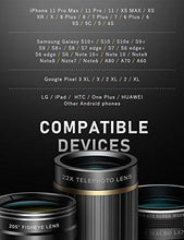 Load image into Gallery viewer, CoPedvic Phone Camera Lens Phone Lens for iPhone Samsung Pixel Android, 22X Telephoto Lens, 4K HD 0.67X Super Wide Angle Lens&25X Macro Lens, 205° Fisheye Lens, Work as Telescope with Metal Tripod