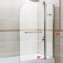 Load image into Gallery viewer, Shower Door Hinged Frameless Clear Glass Bathtub Door Chrome Finish (55"X39") -1/4"