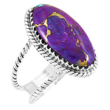 Load image into Gallery viewer, Turquoise Ring Sterling Silver 925 Genuine Gemstones Size 6 to 11 (Purple Turquoise) (9)