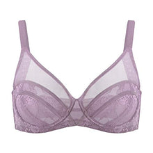 Load image into Gallery viewer, HSIA Minimizer Unlined Bra for Woman Underwire Lace Full Coverage Bra Grey Purple
