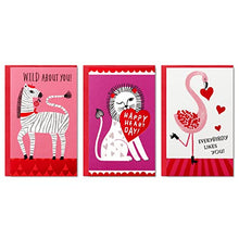 Load image into Gallery viewer, Hallmark Kids Mini Valentines Day Cards Assortment, 18 Cards with Envelopes (Flamingo, Zebra, Lion)