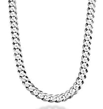 Load image into Gallery viewer, Miabella Solid 925 Sterling Silver Italian 9mm Solid Diamond-Cut Cuban Link Curb Chain Necklace For Men 18, 20,22, 24, 26, 28, 30 Inch Made in Italy (24 Inches)