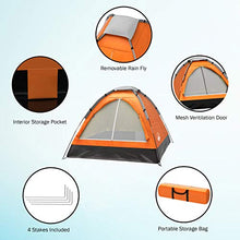 Load image into Gallery viewer, Two-Person Popup Tent - 2 to 3-Season Lightweight Dome Tent for Camping Accessories - Includes Rainfly and Carrying Bag by Wakeman Outdoors