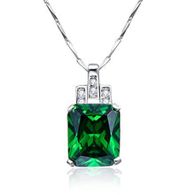 Load image into Gallery viewer, BONLAVIE Women's 6.95ct Created Green Emerald Pendant Necklace 925 Sterling Silver, 18" (Green)