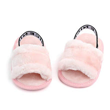 Load image into Gallery viewer, Meckior Infant Baby Girls Sandals Faux Fur Slides with Elastic Back Strap Flats Slippers Princess Dress First Walker Moccasins Shoes
