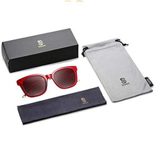 Load image into Gallery viewer, SOJOS Classic Square Polarized Sunglasses Unisex UV400 Mirrored Glasses SJ2050 with Red Frame/Gradient Burgundy Lens