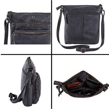 Load image into Gallery viewer, COCHOA Women's Crossbody Real Leather Triple Zip Bag, Purse, Travel Bag (Black)
