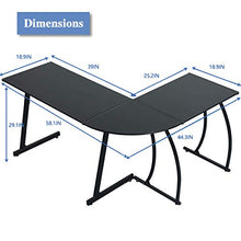 Load image into Gallery viewer, GreenForest L-Shaped Corner Desk 58.1'',Computer Gaming Desk PC Table,Home Office Writing Workstation 3-Piece,Black