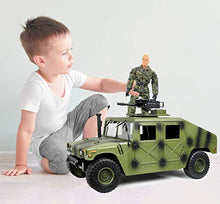 Load image into Gallery viewer, Click N' Play Military Jumbo 12" Long Humvee Vehicle Action Figure Play Set with Accessories (CNP30558-)