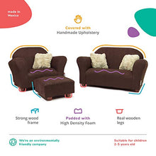 Load image into Gallery viewer, Keet Plush Childrens Set, Sofa, Chair and Ottoman, Brown