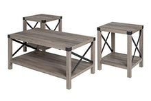 Load image into Gallery viewer, Walker Edison 3-Piece Rustic Wood and Metal Coffee Table Set in Gray Wash