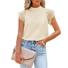 Load image into Gallery viewer, Cutiefox Women's Elegant Lace Stitching Cap Sleeves Tops Loose Fit Sleeveless Chiffon Blouses