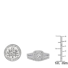 Load image into Gallery viewer, Dazzlingrock Collection 1.00 Carat (ctw) 10K Round Diamond Split Shank Halo Engagement Ring Set 1 CT, White Gold, Size 7