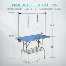 Load image into Gallery viewer, DEStar 45 x 24 Inch Collapsible Pet Grooming Table with Adjustable Height Arm, Noose and Mesh Tray for Large Dogs up to 265 Lbs