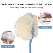 Load image into Gallery viewer, SetSail Shower Body Brush with Bristles and Loofah, Body Scrubber with Long Handle Back Scrubber for Shower Bath Sponge Back Brush for Shower for Men and Women Massage Body Brush for Skin Exfoliating