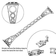 Load image into Gallery viewer, AmzAokay Stainless Steel Band Compatible Apple Watch Bands 38mm 42mm Women Iwatch Series 6 SE 5 4 3 2 1 Accessories Jewelry Cuff Bangle Bracelet Metal Wristband Strap (Silver, 42mm/44mm)