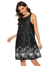 Load image into Gallery viewer, Romwe Women's Summer Sundress Floral Printed Sleeveless Casual A Line Dress Black S