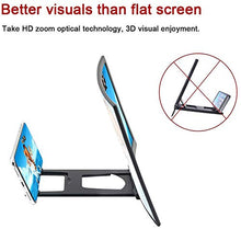 Load image into Gallery viewer, Emoly 12'' 3D Curve Screen Magnifier for Cell Phone, HD Amplifier Projector for Movies, Videos, and Gaming Foldable Phone Stand with Screen Amplifier for iPhone,All Smartphones (Black, 12 inch)