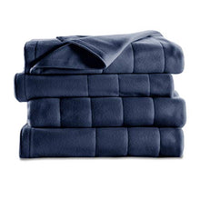 Load image into Gallery viewer, Sunbeam Heated Blanket | 10 Heat Settings, Quilted Fleece, Newport Blue, Twin - BSF9GTS-R595-13A00