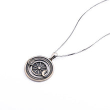 Load image into Gallery viewer, 925 Sterling Silver Jewelry Oxidized Vintage Sun and Moon Pendant Necklace, 18 Inches Box Chain